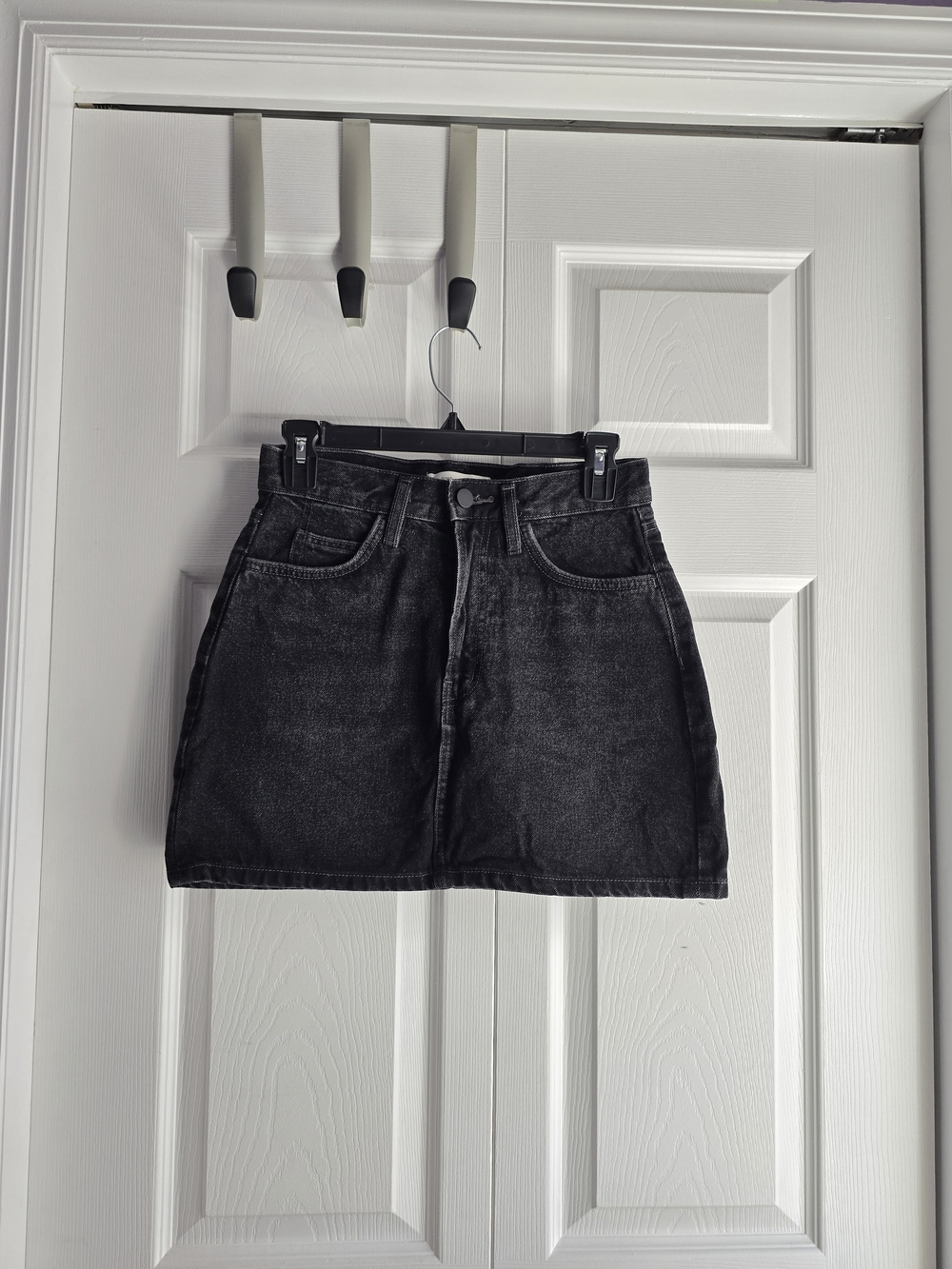 OAK + FORT Black Washed Denim Mini Skirt Size 2 Length 15in Waist 14in